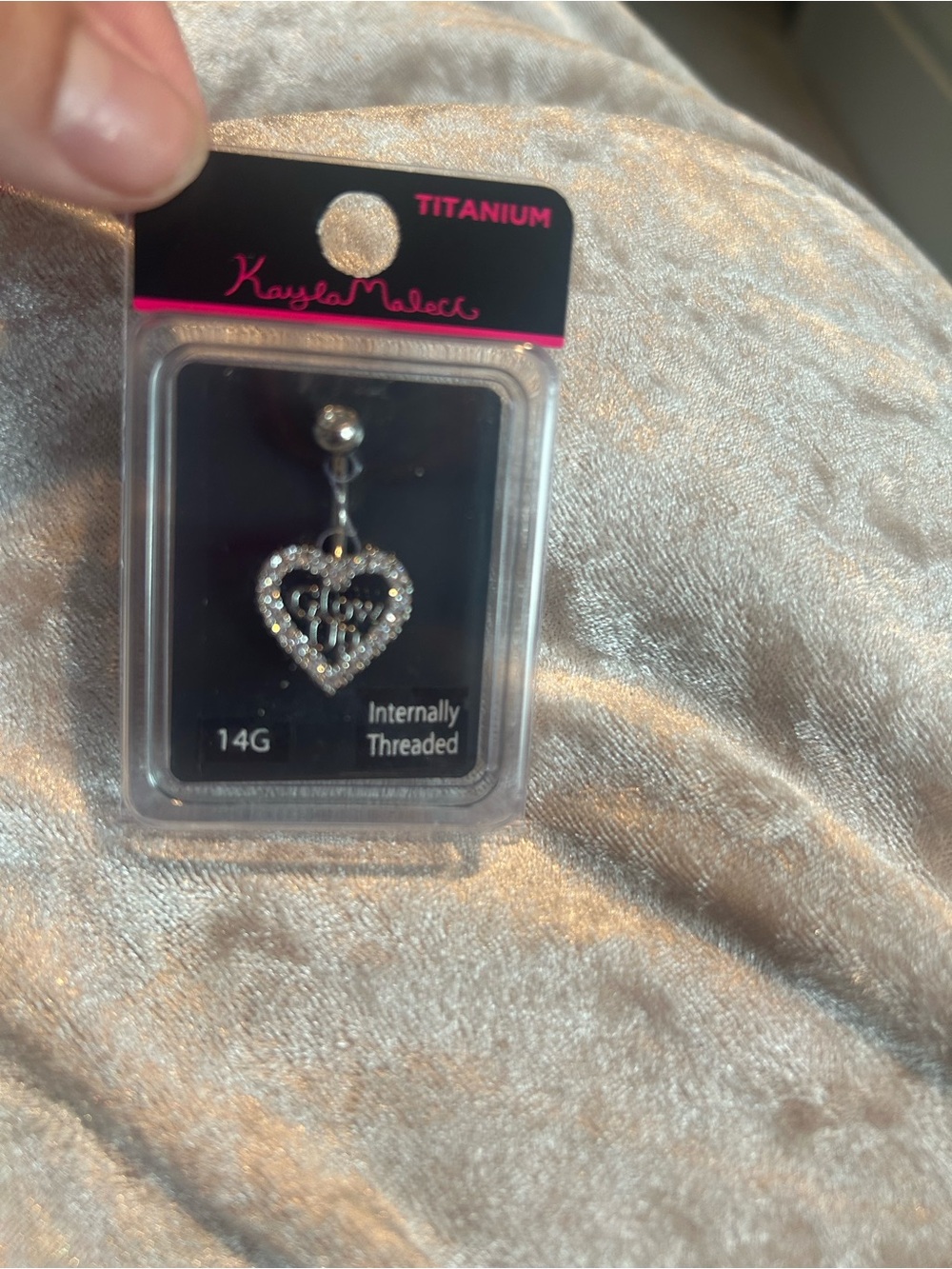 Titanium Heart Dangle Navel Ring - Silver